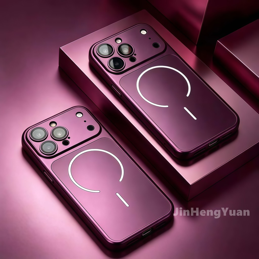 Cherry Red Light Blue Become Large Window Frosted PC Vỏ Điện Thoại Từ Tính Cho IPhone 18 17 16 15 14 13 Pro Max Có Ống Kính Phim Vỏ Cứng