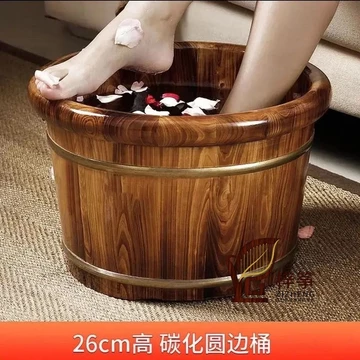 RBIJ Bồn tắm chân bằng gỗ tuyết tùng42Bồn ngâm chân bằng gỗ dùng trong gia đình, chậu ngâm chân sâu, bồn ngâm chân cách