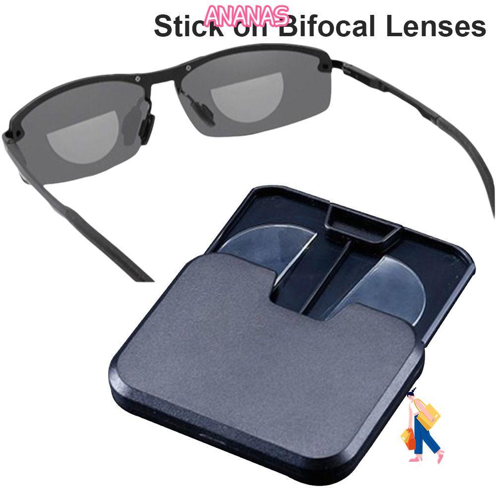 ANANAS 1 cặp kính dán lão thị, tròng hai tròng silicon bảo vệ mắt, chống ánh sáng xanh, phóng đại, tái sử dụng cho nam nữ