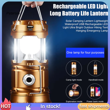 Đèn lồng cắm trại sáng PP Đèn cắm trại có thể sạc lại Đèn lồng cắm trại năng lượng mặt trời Usb Đèn Led chống nước Đèn chiếu sáng ngoài trời Đèn lều đi bộ đường dài nhẹ cho cắm trại