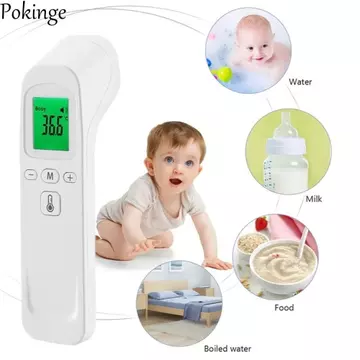 Nhiệt kế hồng ngoại kỹ thuật số POKINGE, Máy đo nhiệt độ đa chức năng không tiếp xúc, Màn hình hiển thị LCD chính xác thực Máy đo nhiệt kế cầm tay cầm tay cho bé