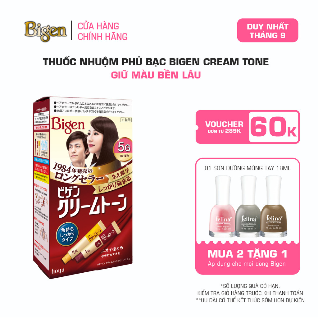 Thuốc Nhuộm Tóc Phủ Bạc Tại Nhà Bigen Cream Tone - Phủ Bạc Nội Địa Nhật Giữ Màu Bền Lâu 80ml