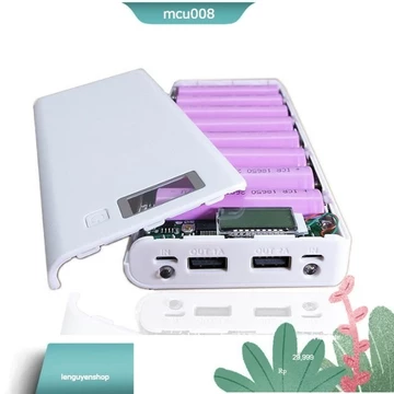 Box sạc dự phòng 8 Cell pin có màn hình hiển thị % pin điện áp và dòng(không pin) mạch sạc dự phòng pin sạc 18650