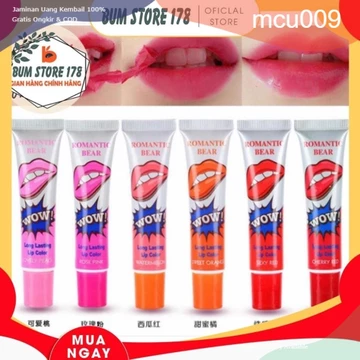 Son Xăm Hàn Quốc , Son xăm WOW Dạng Lột Lâu Trôi Chống Nước - Wow Romantic Bear Long Lasting Lip Color