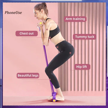 Dây kháng lực bàn đạp PU Dây kháng lực tập thể dục Dây kháng lực kéo bàn đạp 4 trong 1 có tay cầm – Dây tập Yoga đàn hồi đa chức năng dành cho nam nữ