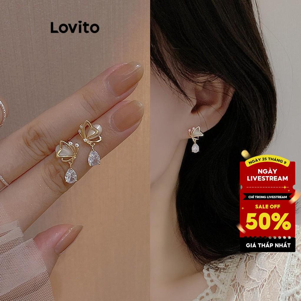Lovito Khuyên Tai Hình Bướm Đính Đá Sang Trọng Phong Cách Hàn Quốc Dành Cho Nữ LFA23330