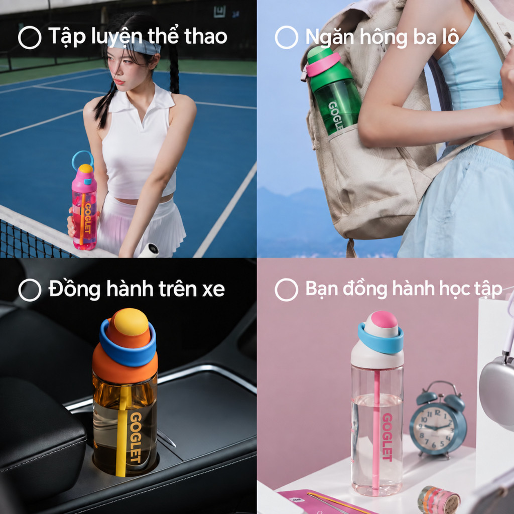 Bình GOGLET Nước Nhựa Thể Thao 4 Màu, Thiết Kế Gọn Nhẹ Tiện Mang Đi Học, Đi Làm, Tập Gym, Giá Rẻ | BigBuy360 - bigbuy360.vn