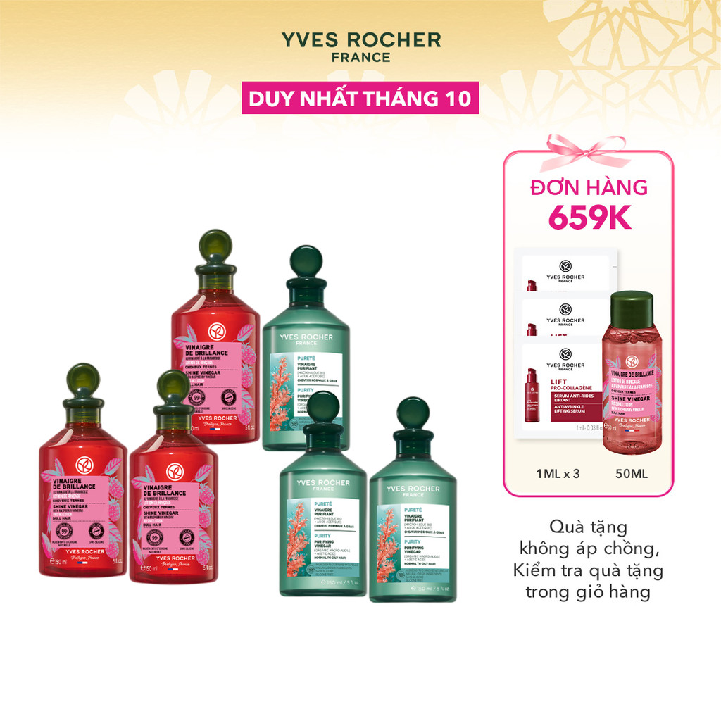 Giấm xả tóc thanh lọc da đầu & bóng khoẻ tóc Yves Rocher (nhiều phân loại)