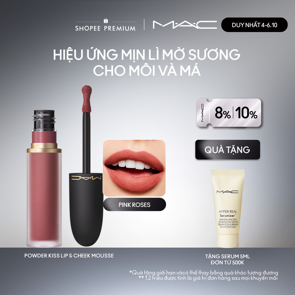 Son kem MAC Powder Kiss Lip & Cheek Mousse | Bền màu, ẩm mịn suốt 10H