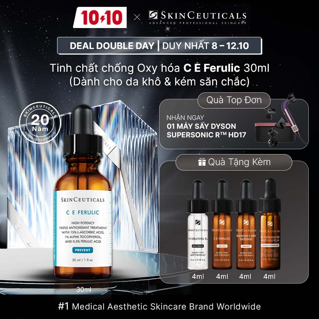 Dưỡng chất hỗ trợ ngăn ngừa loã hoá & nếp nhăn, giúp làn da khoẻ mạnh và săn chắc Skin Ceuticals CE FERULIC  30ml