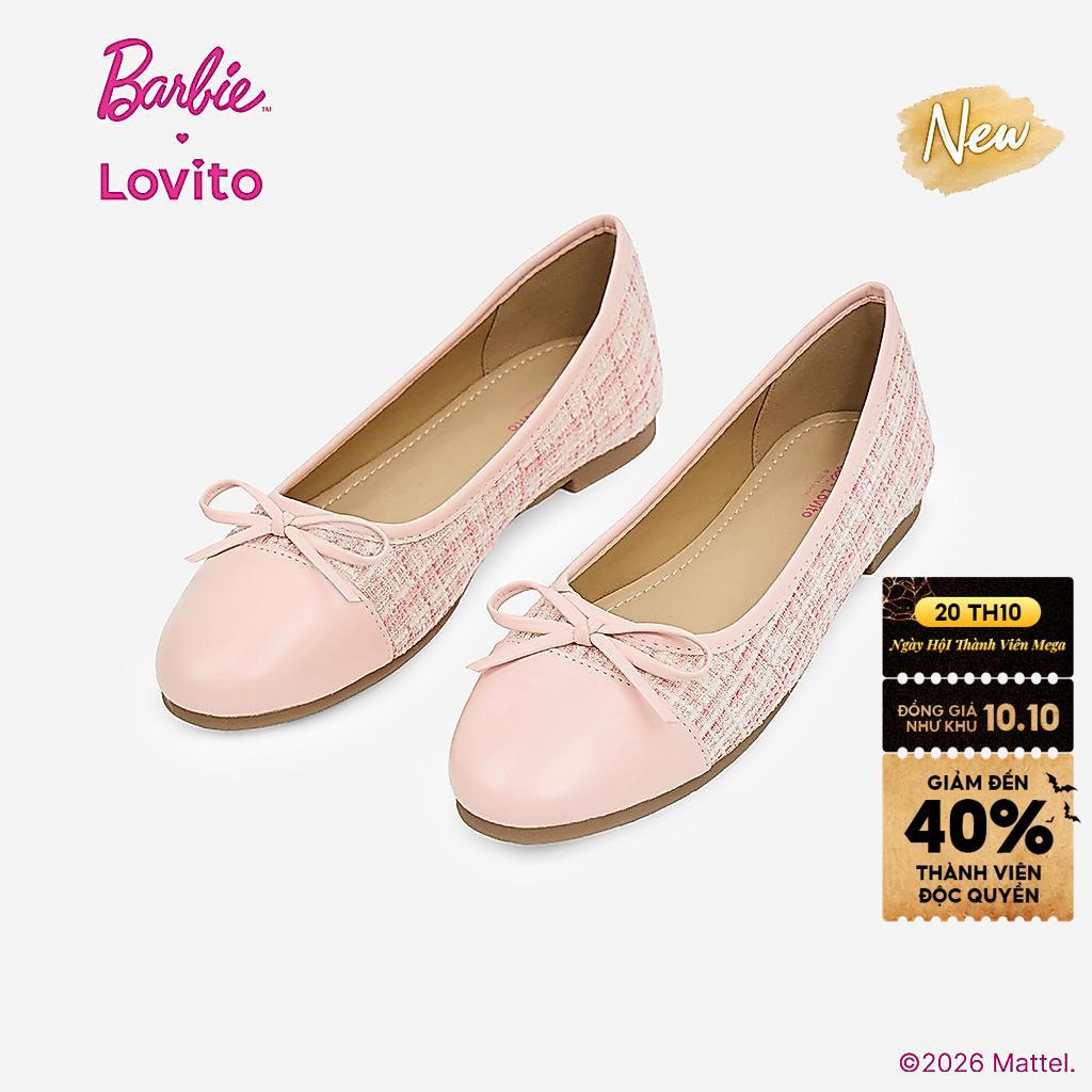 (New Arrival) Barbie™ X Lovito Giày Mary Jane Thanh lịch nơ vải màu hồng Ballet Cho nữ SMBL6PAD041