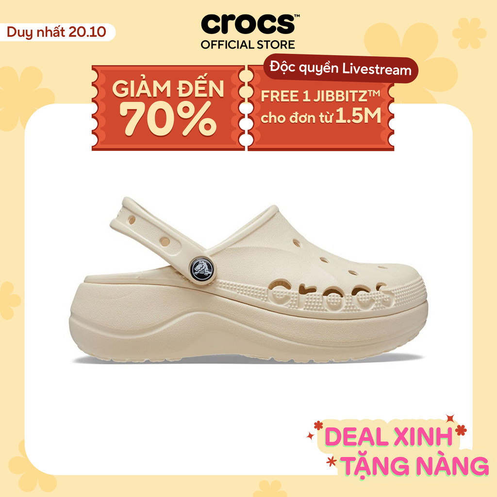 Giày Clog Nữ Crocs Baya Platform - Winter White - 208186-11S