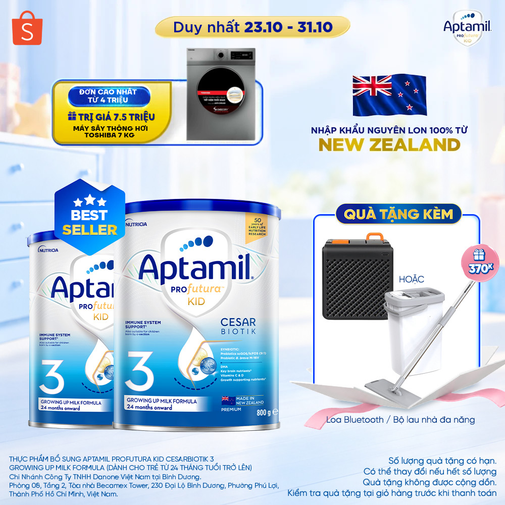 [MUA KÈM DEAL SỐC] CB2 Sữa bột Aptamil Kid Cesarbiotik New Zealand số 3 - Synbiotic đặc chế