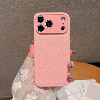 Ốp Điện Thoại Da PU Bảo Vệ Toàn Diện Màu Trơn Cho iPhone 17 17Pro 17Air 17Promax 13 14 15 16 Pro Max Chống Sốc Chống Trơn Trượt Nam Nữ Vỏ Di Động