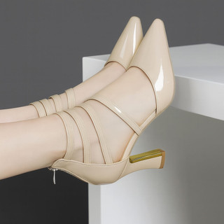 Giày Cao Gót Nữ Gót Vuông 7cm Thanh Lịch, Mũi Nhọn Da Bóng Cao Cấp, Quai Dây Tinh Tế, Phù Hợp Công Sở & Dạ Hội – CG24