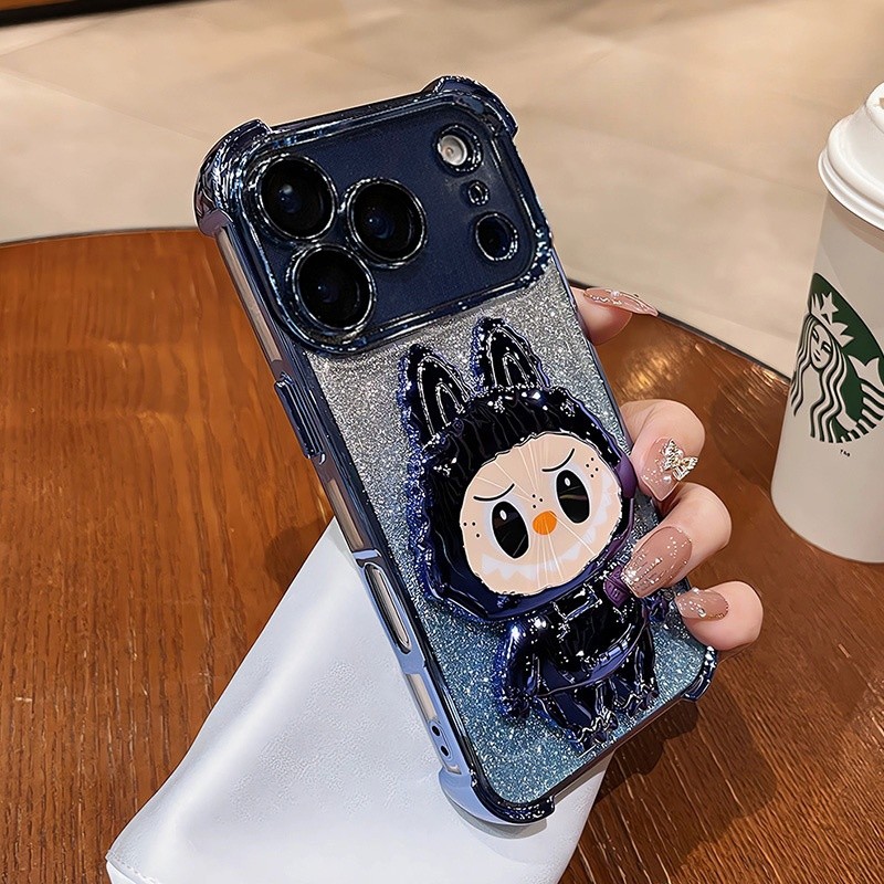 Ốp điện thoại giá đỡ mạ điện sáng tạo cho iphone 17 Pro Max 16 12 13 14 15 Pro Max Air 16 plus Vỏ có Camera Bảo vệ toàn diện Vỏ chống sốc Vỏ cứng bảo vệ điện thoại