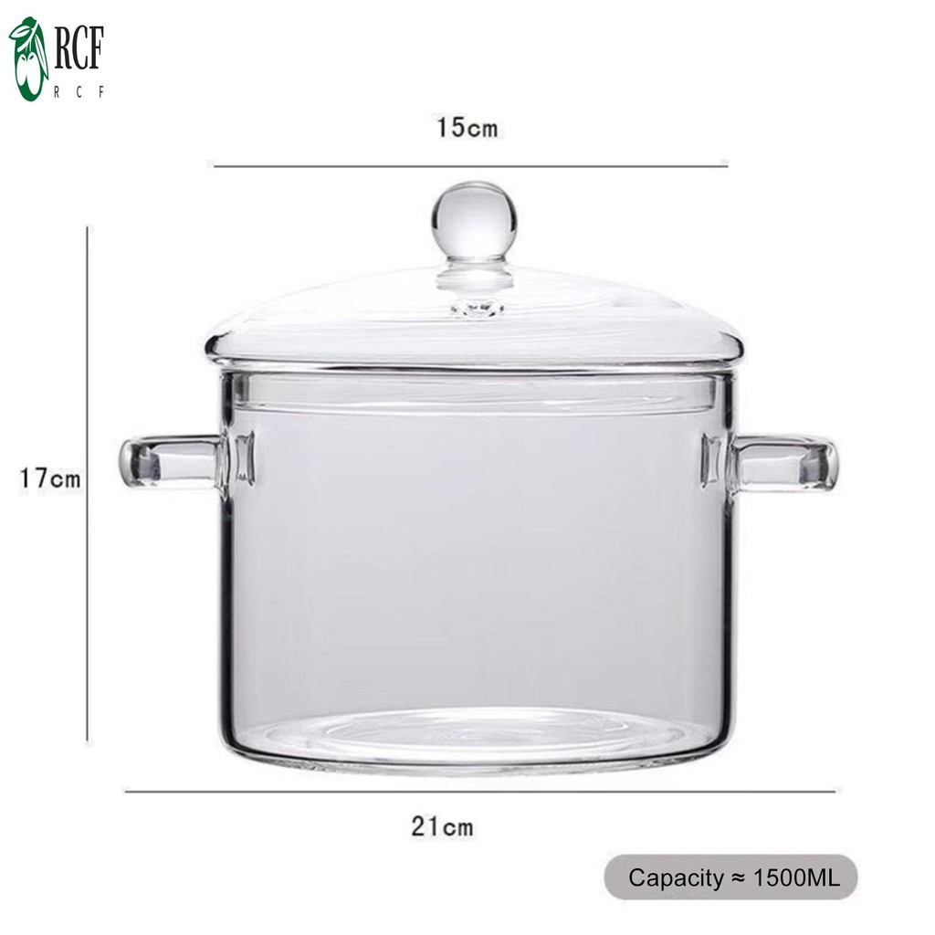 Nồi thủy tinh sốt để nấu nồi thủy tinh Silicon Boron cao hơn và nặng hơn để sử dụng trên bếp Gas và ngọn lửa mở