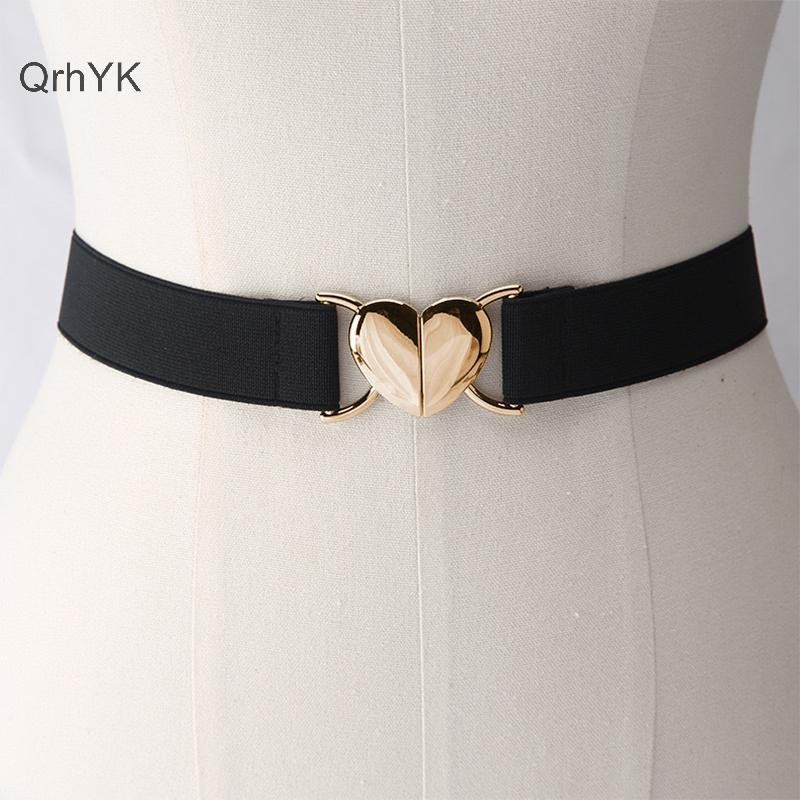 Thắt lưng bé gái co giãn có hình trái tim và khóa kim loại, phù hợp cho áo khoác