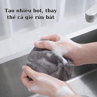 Cuộn 25 Khăn lau bếp, lau đồ vật đa năng, chất liệu than tre màu xám, tái sử dụng nhiều lần