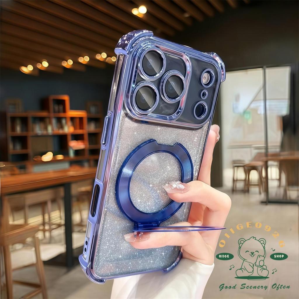 【 Ốp lưng iPhone17 】 Túi khí mạ màu cam hỗ trợ lấp lánh Vỏ điện thoại iphone17 Pro Max 16 15 14 13 12 11 cho vỏ iPhone Vỏ mềm silicon TPU chống sốc