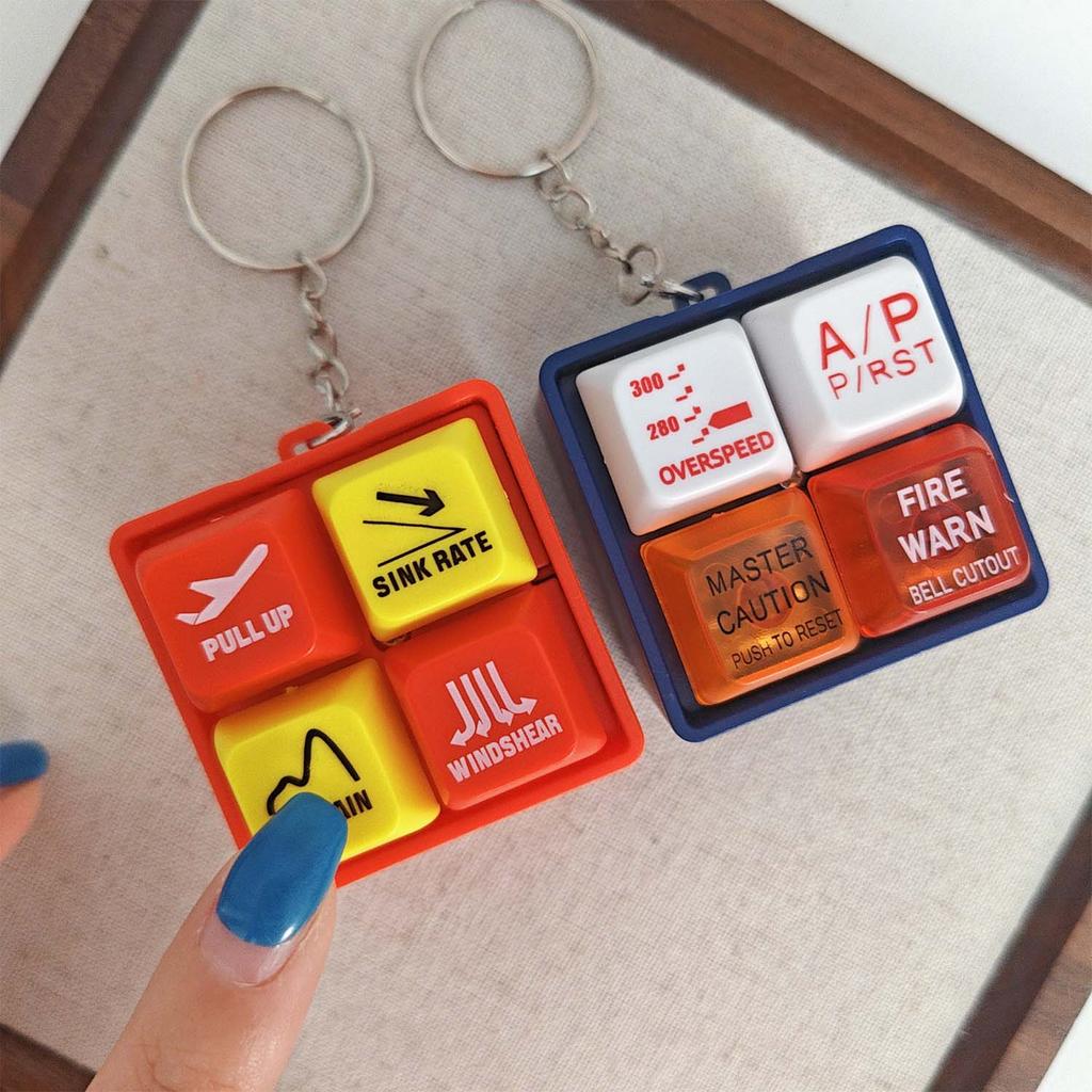 1 / 2 CÁI - Móc khóa âm thanh & ánh sáng nút bấm - Trình mô phỏng cảnh báo máy bay với báo động máy bay thực tế, Thiết kế nhựa chống vỡ để sử dụng hàng ngày