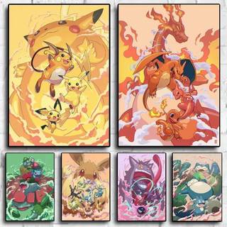 Cổ Điển Canvas Treo Tường Nghệ Thuật Thẩm Mỹ Poster Pokemon Pikachu Nhà Tranh Phòng Cuadros Món Quà Tốt Nhất Treo Quà Tặng Hoạt Hình Nhân Vật