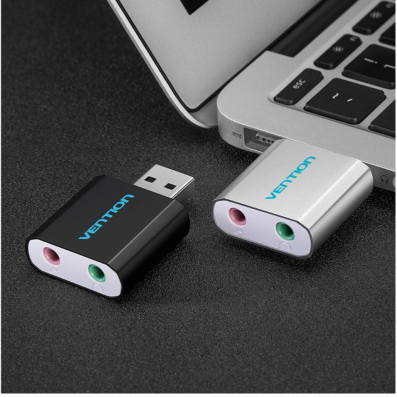 USB Sound Card Vention 3.5Mm Tản Nhiệt Tốt Cho Pc Laptop PS4 Hỗ Trợ Đa Dạng Hệ Điều Hành