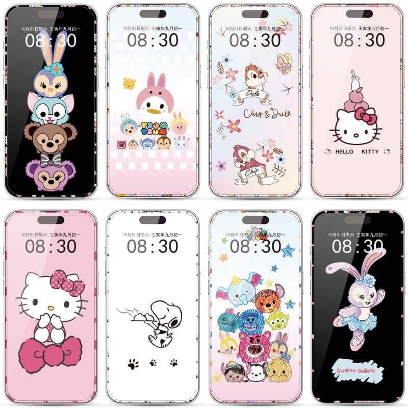 Kính cường lực 3D Phim hoạt hình Kính cường lực bảo vệ toàn diện cho iphone x xs xsmax xr 11 12 13 14 15 16 17 Pro max plus