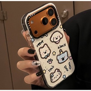 Ốp điện thoại đầu động vật nhỏ khung hình màu đen dễ thương cho iPhone 17 16 15 14 13 12 Pro Max chống sốc bảo vệ camera chống rơi bìa cứng