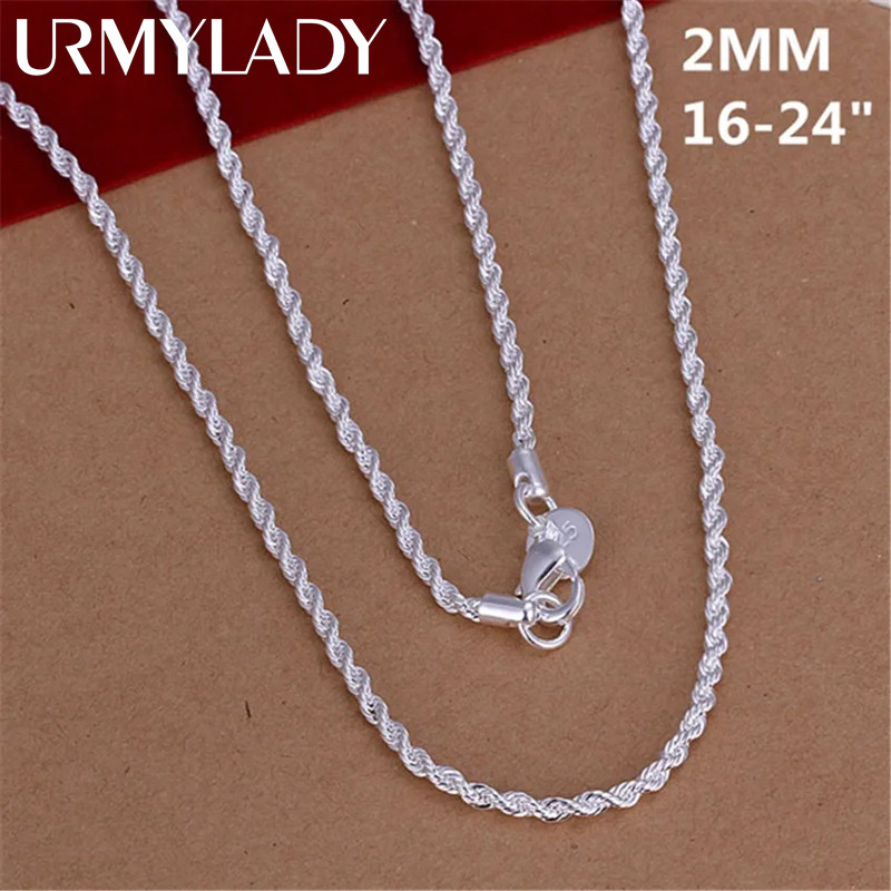 Vòng cổ thời trang từ kim loại bạc 925%, kích thước 16-24 inches, phù hợp cho nữ.