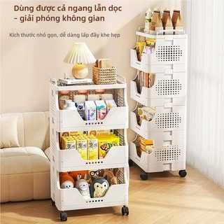【Hỏa Tốc】Xe đẩy lưu trữ đồ ăn vặt có bánh xe, kệ đựng đồ ăn vặt phòng khách/phòng ngủ, di chuyển dễ dàng