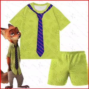 2025 Zootopia 2 NICK Cosplay quần short và bộ đồ ngắn tay in hình phong cách Hawaii