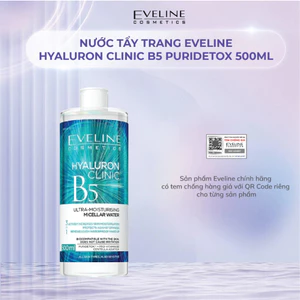 Nước tẩy trang Eveline Hyaluron Clinic B5 Puridetox làm sạch sâu cho da nhạy cảm 500ml