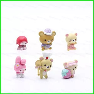 HT3 6 Chiếc Rilakkuma Sanrio My Melody Chef Hat Dâu Chủ Đề Sưu Tập Nhân Vật Hành Động Dễ Thương Bánh Topper TH3
