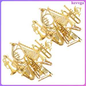 28 Chiếc Trang Trí Cây Giáng Sinh Đồ Trang Trí Sừng Nhạc Cụ Đồ Chơi 7.20X5,00X1.50CM Vàng kevga