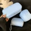 Túi đựng đồ trang điểm chấm bi DONOVANQQ, Túi đựng mỹ phẩm màu xanh nhạt bằng vải Polyester, Túi đựng đồ vệ sinh du lịch đa kích thước cầm tay