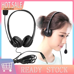 < CarFashion > Tai nghe doanh nghiệp Hiệu ứng âm thanh tương thích HD Khử tiếng ồn Tai nghe trung tâm cuộc gọi có dây 35mm thoáng khí với Microphon