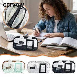 Bút Chì GETVOW, Di Động Có Túi Đựng Bút Cửa Sổ Ảnh, Hình Mèo Đa Năng Dung Tích Lớn Túi Văn Phòng Phẩm Học Sinh