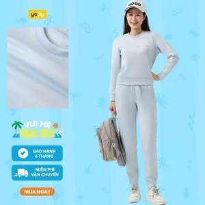Bộ đồ nỉ nữ YODY set thể thao, tay raglan, áo cổ tròn, chất vải nhẹ xốp, mềm mại, co giãn WASL25F005