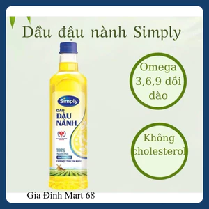 Dầu Ăn Đậu Nành Simply 1 Lít - Nguyên Chất Tự Nhiên, Tốt Cho Sức Khỏe