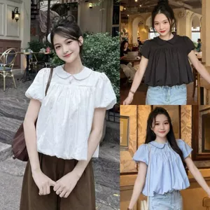 Áo babydoll bồng bềnh cổ sen dáng bí tay phồng phong cách tiểu thư B66S996 - - Hieuvy Botique