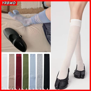 Tất bắp chân chia ngón chân YRBWD, Tất hai ngón lưới nhiều màu, Vớ cao đến đầu gối dài thoáng khí thời trang mùa hè