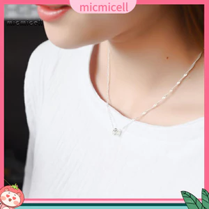 MIC _ Vòng Cổ Với Hạt May Mắn Sóng Nước Dây Chuyền Bạc Không Gỉ Sáng Bóng Nữ Mặt Dây Chuyền Vòng Cổ Cho Du Lịch Quà Lưu Niệm