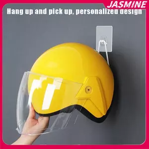 JASMINE Xe Máy Mũ Bảo Hiểm Ra Treo Tường Kim Loại Xe Đạp Mũ Bảo Hiểm Giá Đỡ Gắn Thép Không Gỉ Xe Đạp Mũ Bảo Hiểm Hiển Thị Móc Treo Đứng JASMINE
