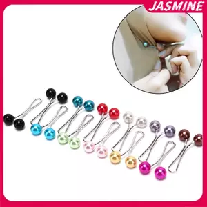 JASMINE 12 Chiếc Khăn Ngọc Trai Thổ Cẩm Pin Khăn Trùm Đầu Khăn Choàng Khăn Choàng Nữ Hồi Giáo Khăn Hijab Kẹp JASMINE