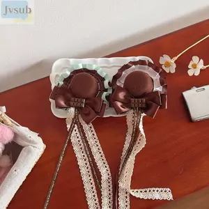 Kẹp Tóc JVSUB lolita, Mũ Trùm Đầu Dễ Thương Gothic, Thời Trang Ngọt Ngào Ren Nơ Nâu Phụ Kiện Tóc Phụ Kiện Trang Sức Phụ Kiện