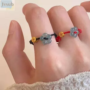 Vòng tay dây may mắn JVSUB, Vòng tay hoa bằng đồng xu hoa thủ công, Dây mỏng quyến rũ tiền có thể điều chỉnh Dây dệt tay dễ thương Vòng đồng xu và dây thừng
