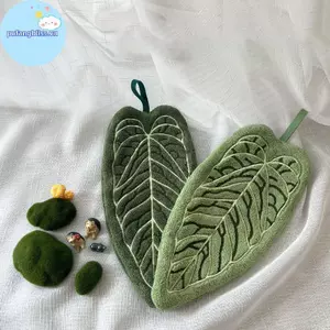 Pufangbliss Khăn Treo Tay Hình Lá Mềm Lông Cừu San Hô Khăn Trà Siêu Thấm Hút Tắm & Khăn Nhà Bếp Khăn Trang Trí Trang Trí Nhà VN