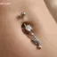 HFSHY Thép không gỉ Dangle Bụng Nút Nhẫn Cubic Zirconia Bướm Cá Heo Rốn Xỏ Trang Sức Nữ Thời Trang Body Piercing VN