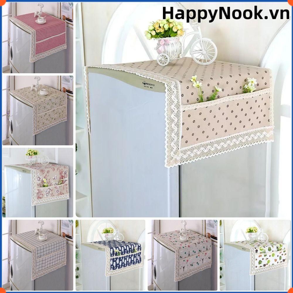 HAPPYNOOK 1 Tấm Che Bụi Tủ Lạnh, 55x120cm Có Túi Bảo Quản Vải Tủ Lạnh, Khăn Máy Giặt Vải Lanh Cotton Chống Bụi
